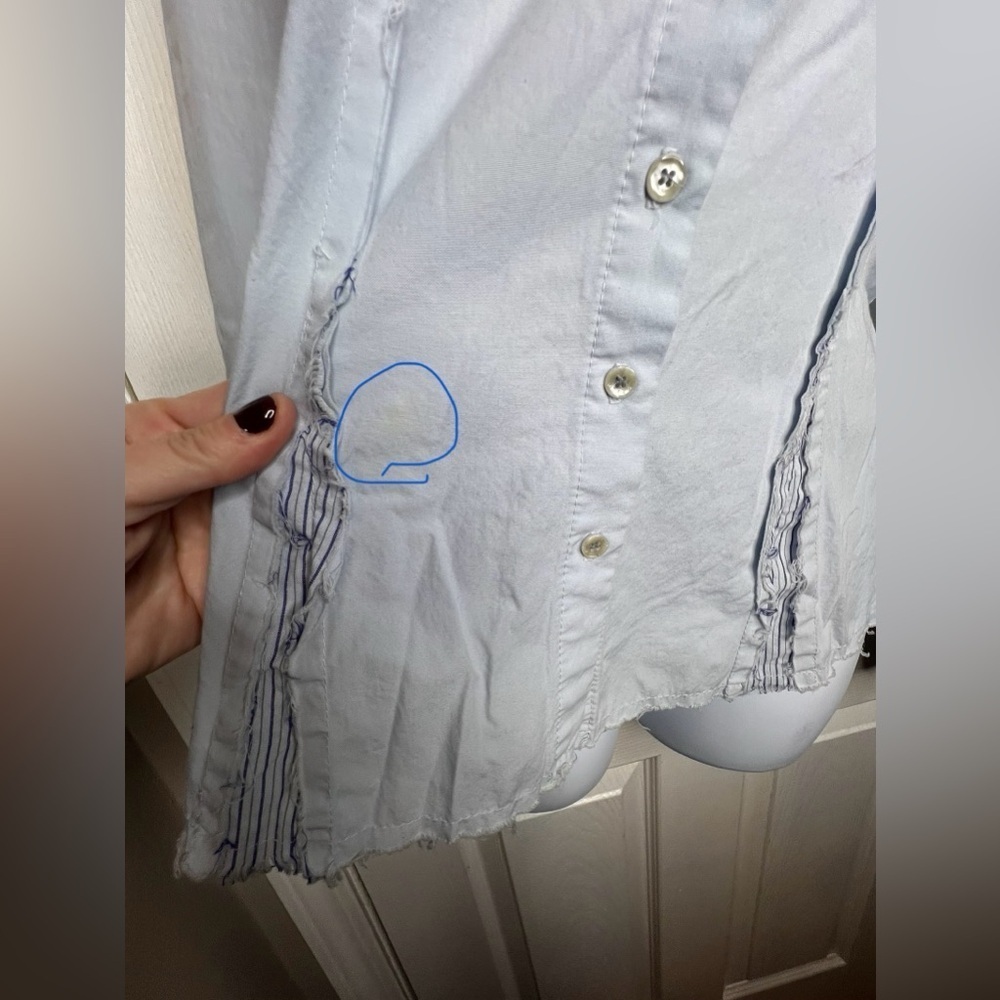 Tucker Women’s Large Blue Collared Cotton Long Sleeve Oxford Shirt Button Up L - Picture 15 of 15